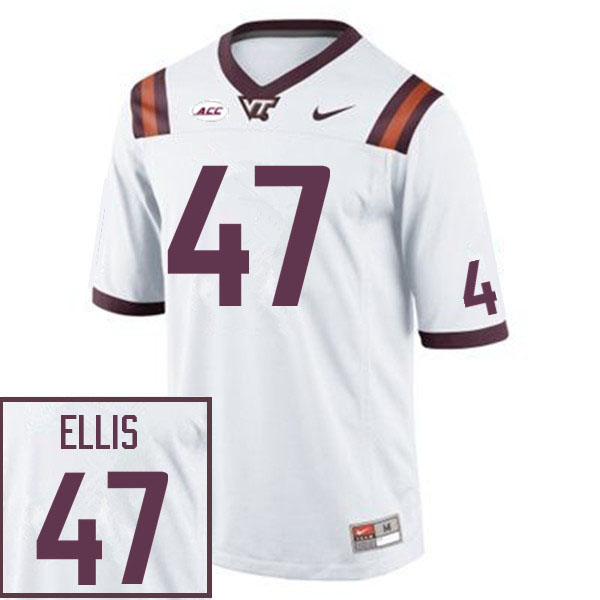 Men #47 Miles Ellis Virginia Tech Hokies College Football Jerseys Sale-White